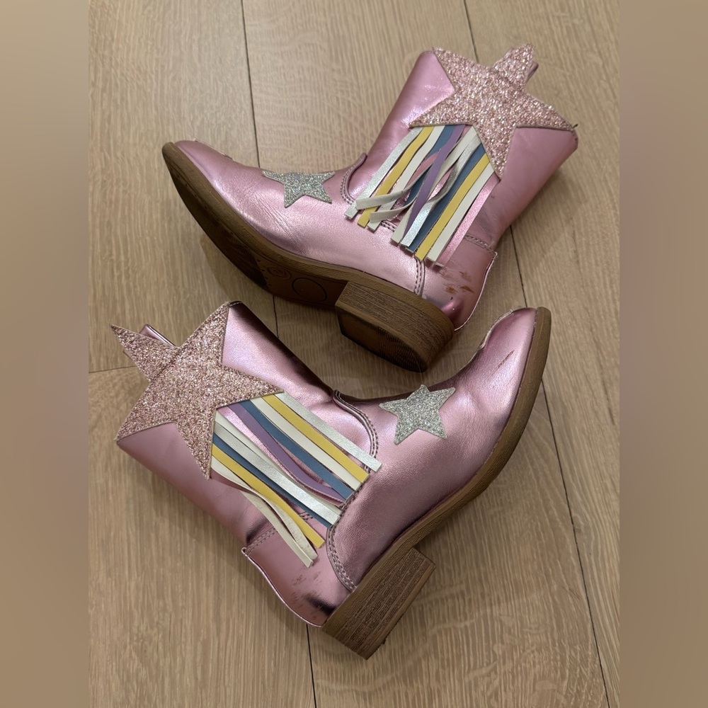Dream Paris Girls Pink Star Western Cowboy Boots - Size 12